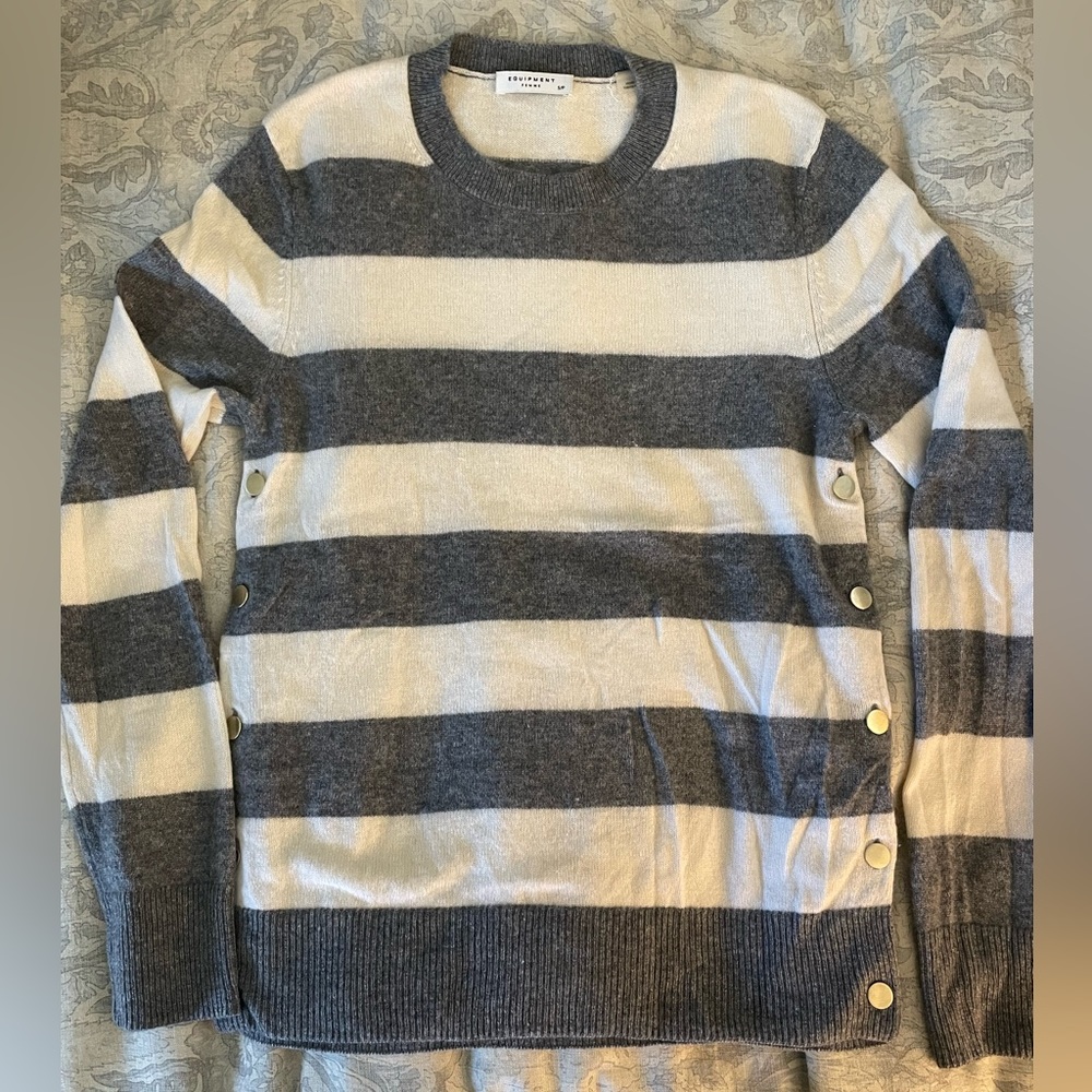equipment cashmere sweater - striped with gold button detail